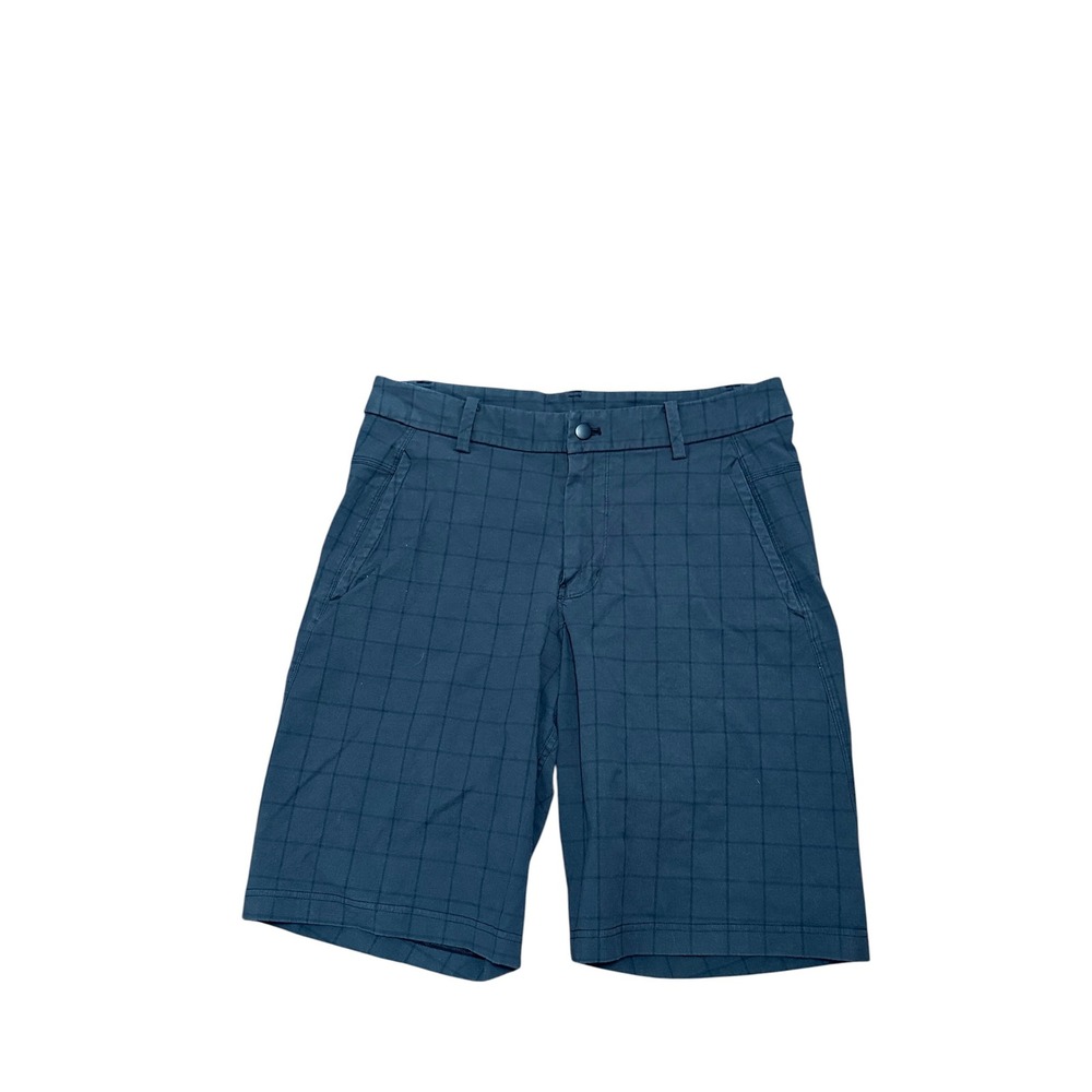 Lululemon Commission Shorts Mens 34 Blue Grey Windowpane Grid Golf Casual
